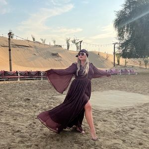 Pleated chiffon maxi